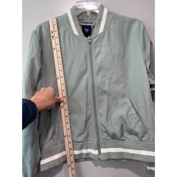 Gap Womens Bomber Jacket Size M Sage Green Zip-Up Front - Picture 2 of 10
